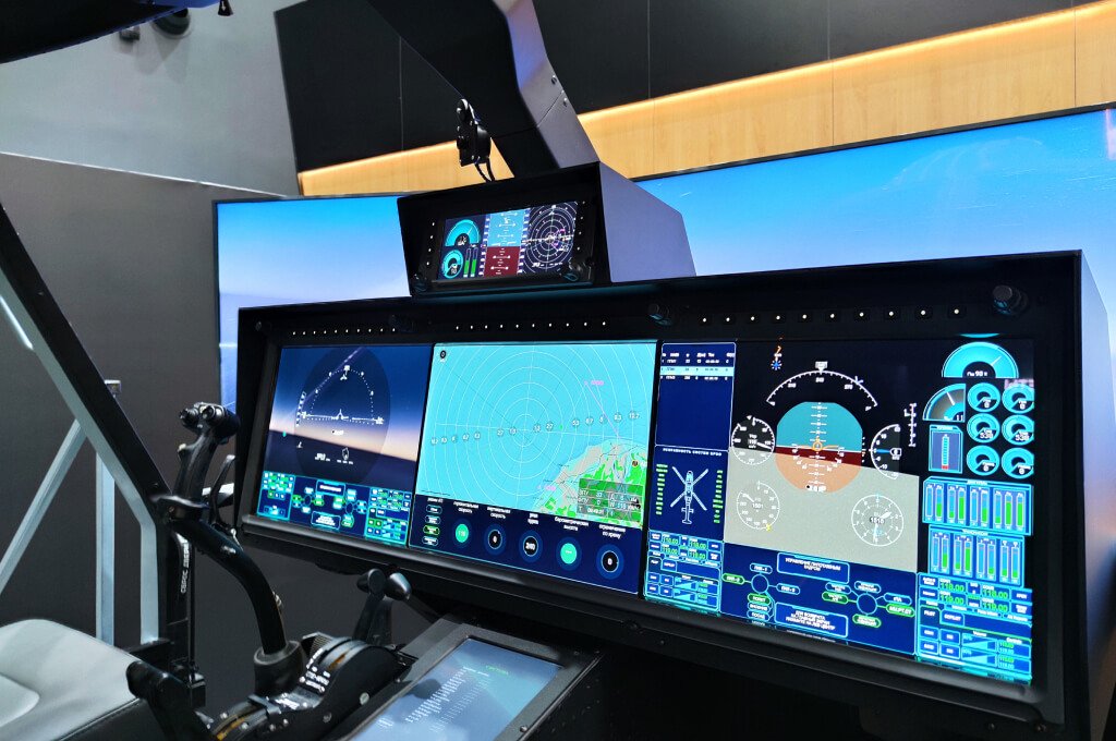 The cabin of the Russian helicopter of the future is shown